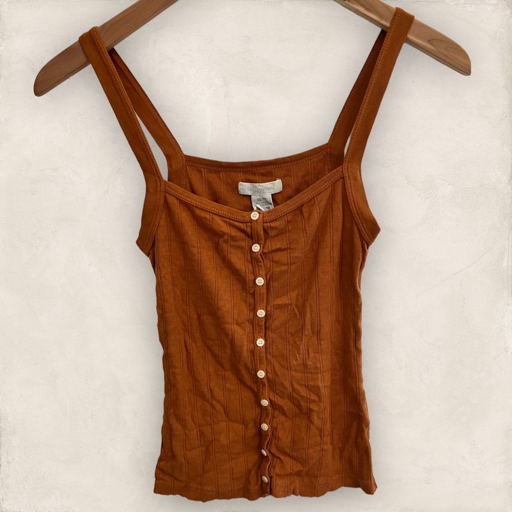 Outerknown pointelle 100% organic button up tank top EUC